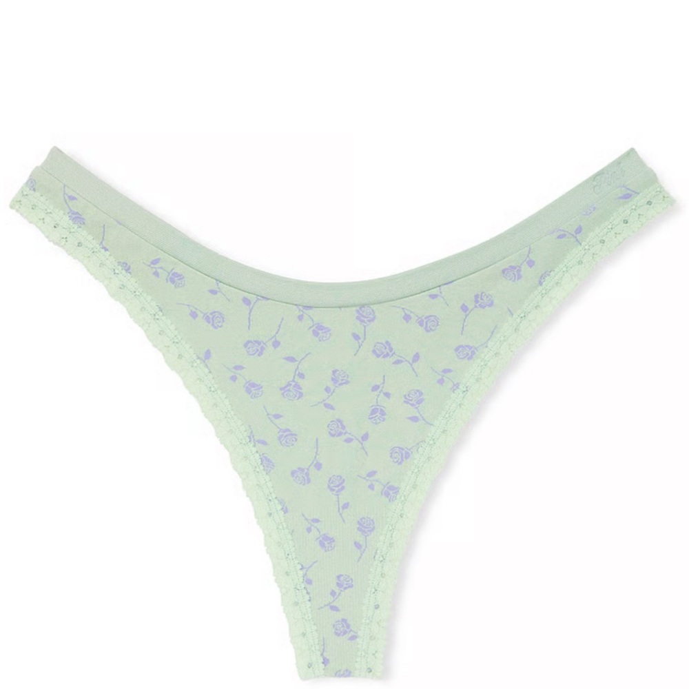 PINK Victoria's Secret Light Green Floral Panty